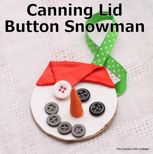 Mason Jar Lid Snowman Ornament