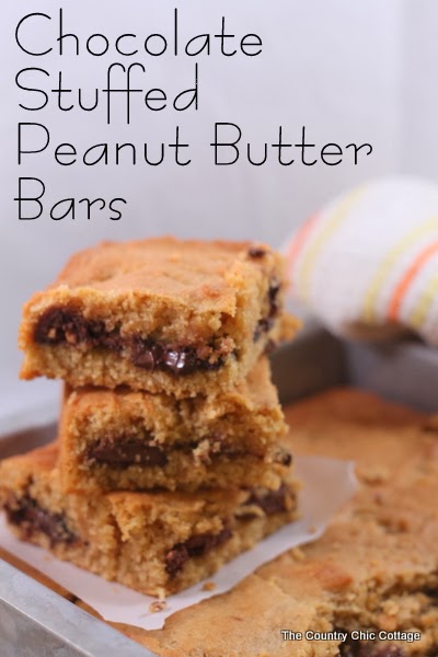 Chocolate Stuffed Peanut Butter Bars Recipe -- a mouthwatering recipe that your family will love!