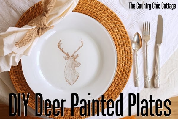 DIY Deer Painted Plates -- a quick 10 minute way to make gorgeous custom designed plates with a sharpie and paint! DIY Deer Painted Plates featured image