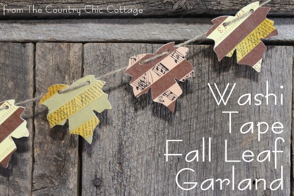 Washi Tape Fall Leaf Garland -- a fun craft project that you can make in minutes for your Thanksgiving or fall decor.