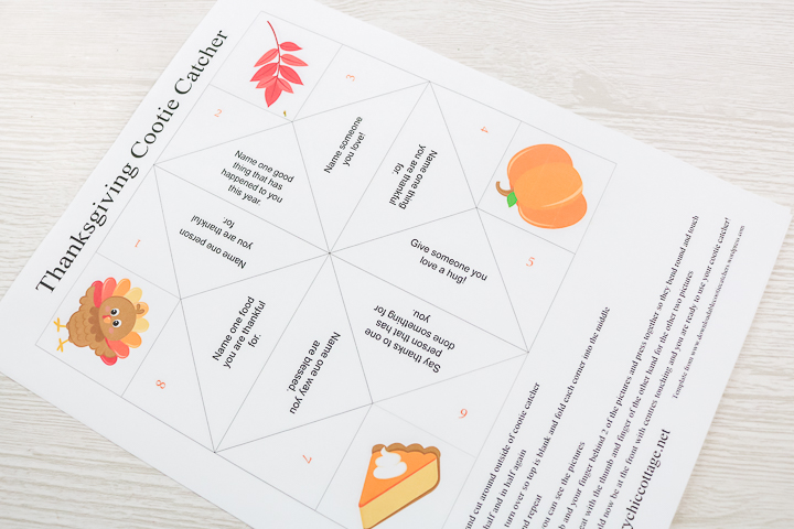 printable cootie catcher for thanksgiving