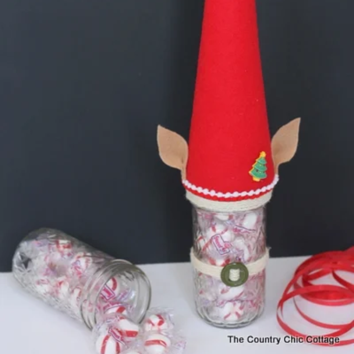 Christmas Elf Mason Jar Gift Idea Square