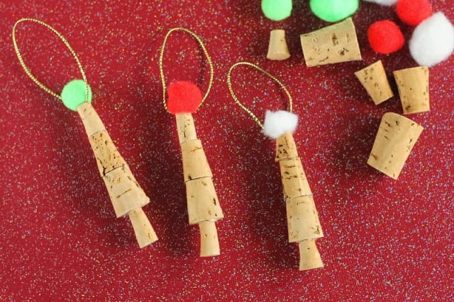 completed Christmas tree wine cork ornaments