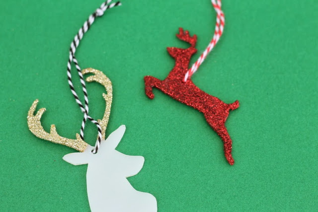 DIY Glitter Deer Shrink Plastic Ornaments -- a quick and easy ornament tutorial to show you how to make these great glitter deer.