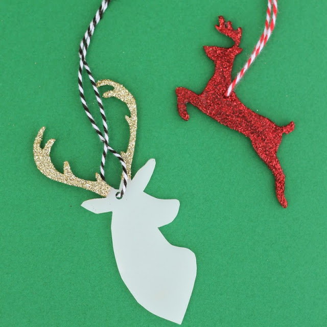 DIY Glitter Deer Shrink Plastic Ornaments -- a quick and easy ornament tutorial to show you how to make these great glitter deer.