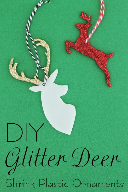 DIY Glitter Deer Shrink Plastic Ornaments -- a quick and easy ornament tutorial to show you how to make these great glitter deer.