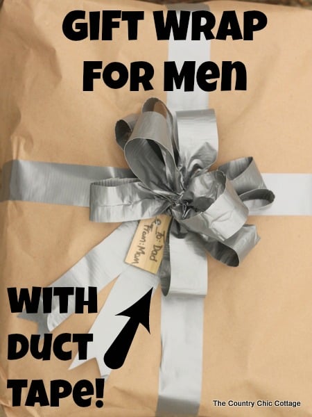 Gift wrap for men with duct tape -- a fun way to wrap gifts for guys! Learn how to make a bow from duct tape!