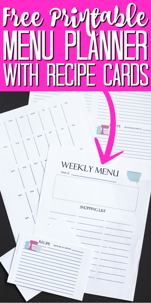 Get the free printables for this weekly menu planner and start using it to plan your means! Includes free printable recipe cards as well! #menuplanner #mealplanning #printable #freeprintable #recipecards