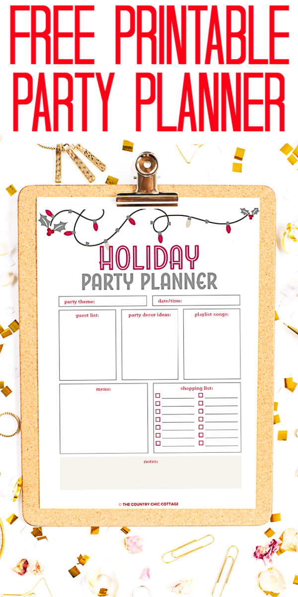 Use this free printable party planner to plan all of your holiday parties! This useful sheet will help you to stay organized when planning a party! #partyplanner #holidayparty #party #printable #freeprintable