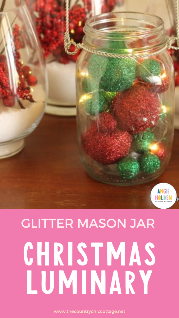 glitter mason jar Christmas luminary
