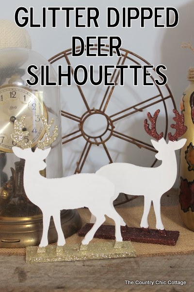 Glitter Dipped Deer Silhouettes -- perfect for your home in any season learn how to make this deer decor for your home. Click on the picture to head to the craft tutorial.