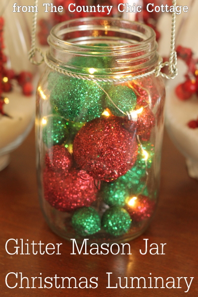Glitter Mason Jar Christmas Luminary -- click the picture to get the full instructions on how to add this fun mason jar luminary to your Christmas decor.