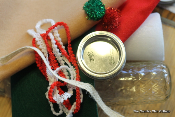 Elf Mason Jar Gift idea craft supplies