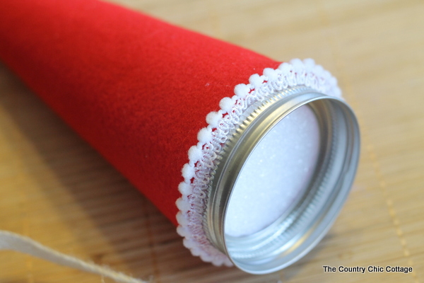 How to make an Elf Mason Jar Gift for Christmas -- learn how to make this fun craft for anyone on your gift giving list. Elf Mason Jar Gift idea process image