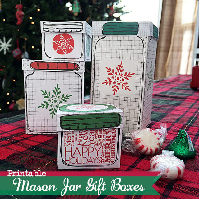 Printable Mason Jar Gift Boxes -- print and fold these FREE gift boxes to give all of your holiday gifts in style!