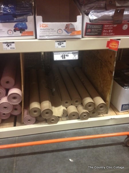 rolls of brown paper in Home Depot
