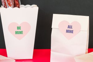 printable treat labels on valentine's day themed bags