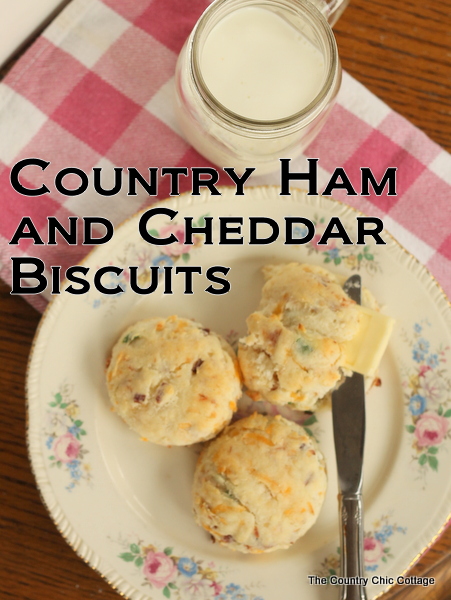 Country Ham and Cheddar Biscuits -- perfect for breakfast or anytime of the day. These also make a great finger food for parties!