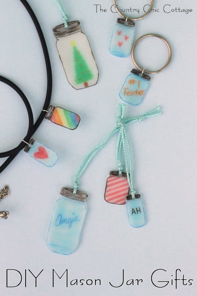 DIY Mason Jar Necklace -- make a shrink plastic charm in just a few minutes with these easy to follow instructions.