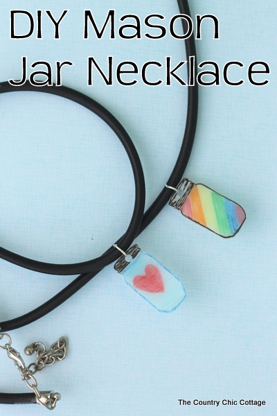 DIY Mason Jar Necklace -- make a shrink plastic charm in just a few minutes with these easy to follow instructions.