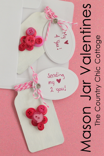 Mason Jar Valentines -- give a mason jar this Valentine's Day with this super simple button heart jar. Click to get the instructions on making your own.