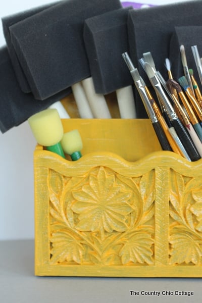 DIY Paint Brush Organizer From The Thrift Store - Angie Holden The