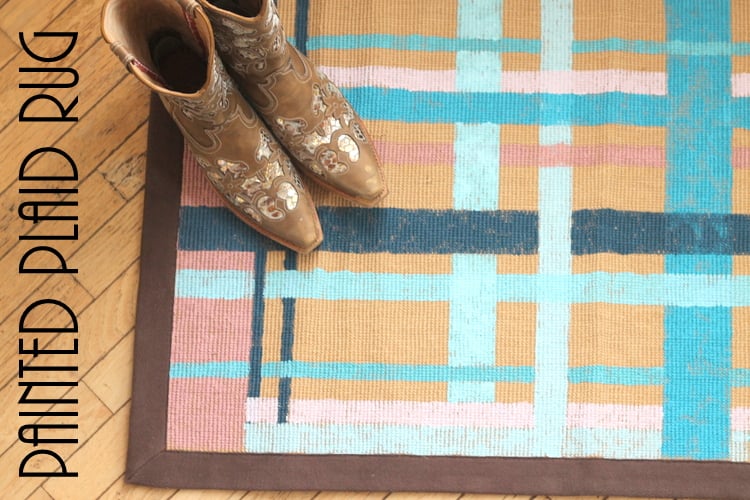 Painted Plaid Rug -- turn an ordinary rug to extraordinary with a little paint!