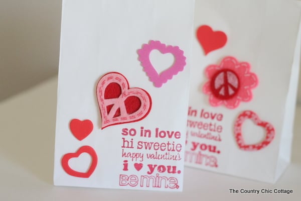 Valentine's day treat bags with different types of hearts
