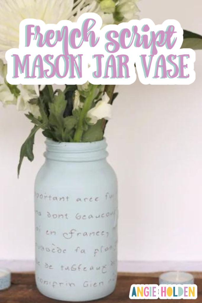 french script mason jar vase pin image 