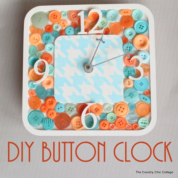 DIY Button Clock -- make your own button clock for a craft room or any room in your home. DIY Button Clock pin image