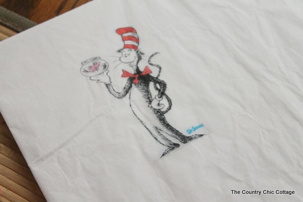 Dr. Seuss illustration printed on tissue paper.