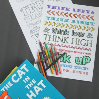 Free printable Dr. Seuss coloring pages to print for Read Across America Day!