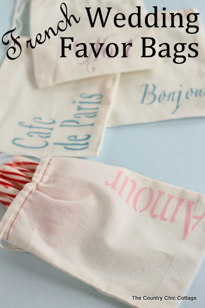 French Wedding Favor Bags -- make these stenciled favor bags in just a few minutes.