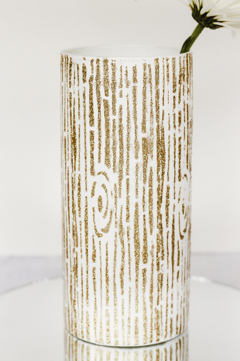 stenciled glass vase