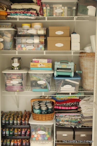 Organized Craft Closet -- turn any under utilized closet in your home into a fabulous craft closet with these tips and tricks.