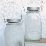 winter-themed solar mason jar lights