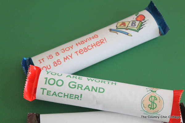 Candy Bar Wrappers to print for Teacher Appreciation Day