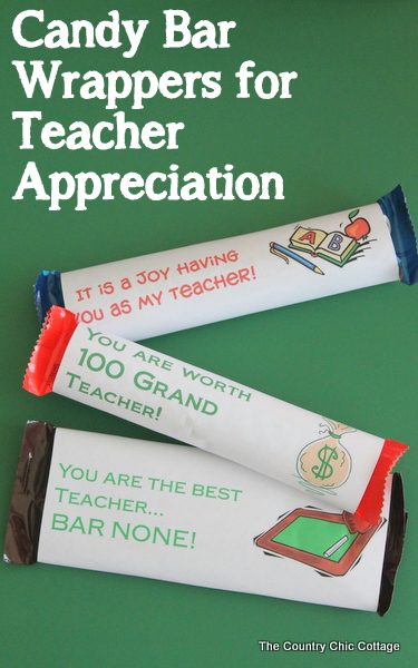 Candy Bar Wrappers to print for Teacher Appreciation Day pinnable image for printable Candy Bar Wrappers