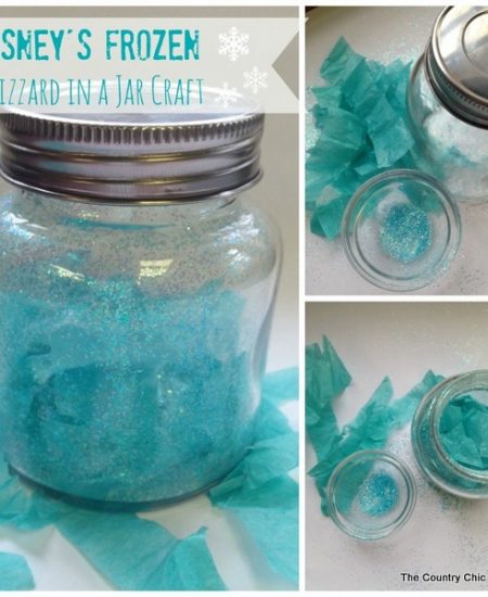 Blizzard in a jar craft inspired by Disney's Frozen. Make your own Disney's Frozen craft with these super simple instructions.