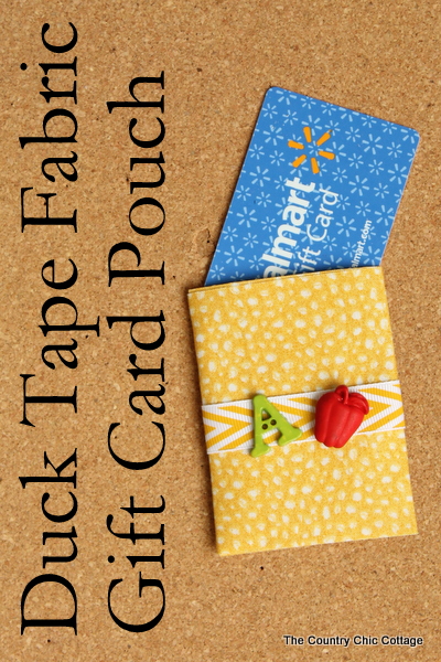 Duck Tape Fabric Gift Card Pouch -- use the new self adhesive Duck Tape fabric to make this quick and easy no sew gift card pouch for Teacher Appreciation Week or anytime!