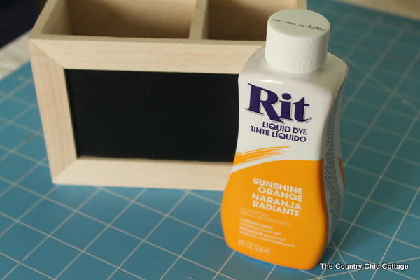 Dyed Wood Desk Organizer -- use Rit Dye to make wood any color you desire.  A perfect gift for Teacher Appreciation Week that can be made in just minutes.