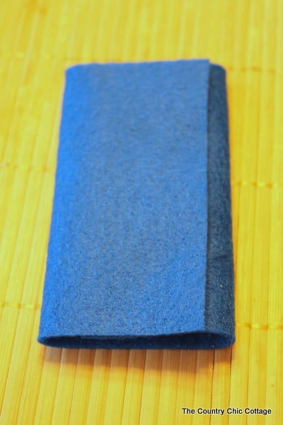 folded blue felt