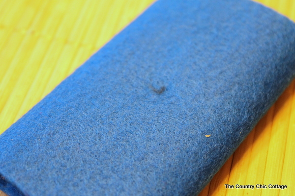 folded blue felt