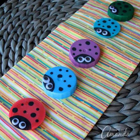 Plastic Lid Ladybugs by Crafts by Amanda