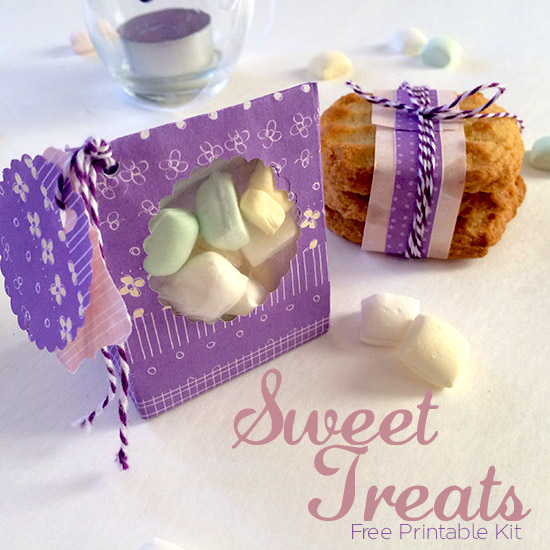 Sweet Treats Free Printable Kit -- perfect for wedding favors or any small gift.  Print these for free and fill them up!