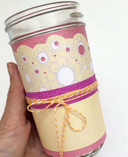 Flower Vase -- a printable vase wrap that can be added to any jar in seconds. A fun way to dress up flowers for a spring party or wedding.