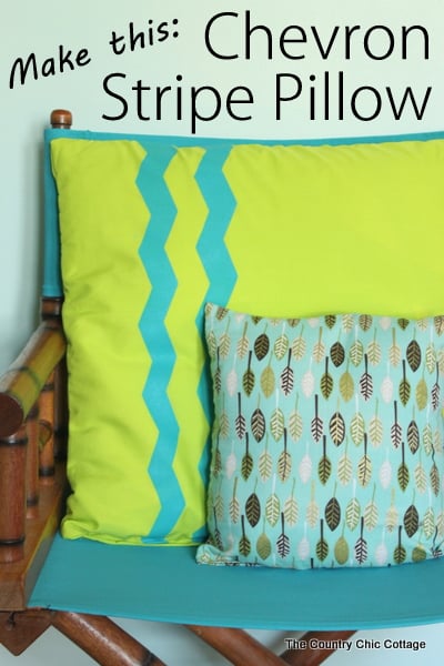 Chevron Stripe Pillow -- use special shaped tape to make chevron stripes on a fun pillow cover.