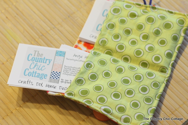 DIY Business Card Holder -- make your own business card holder with fun fabrics and a button.