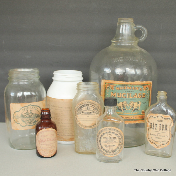 Old jars with printable vintage labels