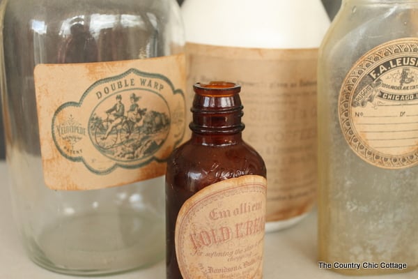 Old jars with distressed labels